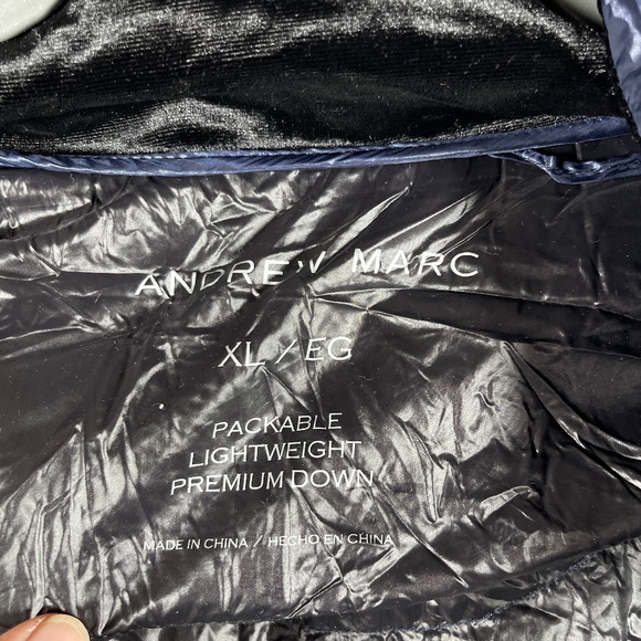 NWT ANDREW MARC Navy Blue Packable Goose Down Long Puffer Coat Womens XL #1247 - Picture 5 of 12